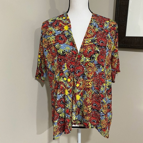 **LULAROE* Floral Short Sleeve Open Cardigan Size 3 - Picture 1 of 6
